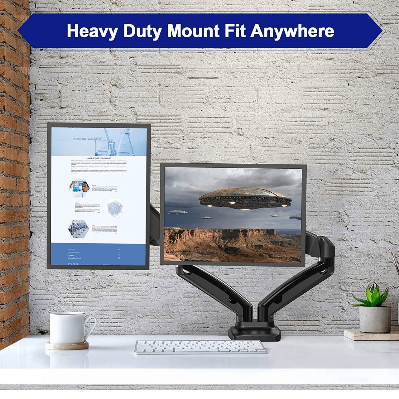 Dual Monitor Stand Gas spring upto 27" Monitor (Flange/Clamp Mount) in Mumbai by Woodware