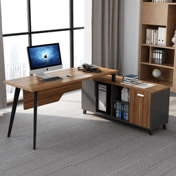 Executive Table Allure Series with side storage options - ExecutiblewithsidestorageMetallegrestonsr in Mumbai by Woodware