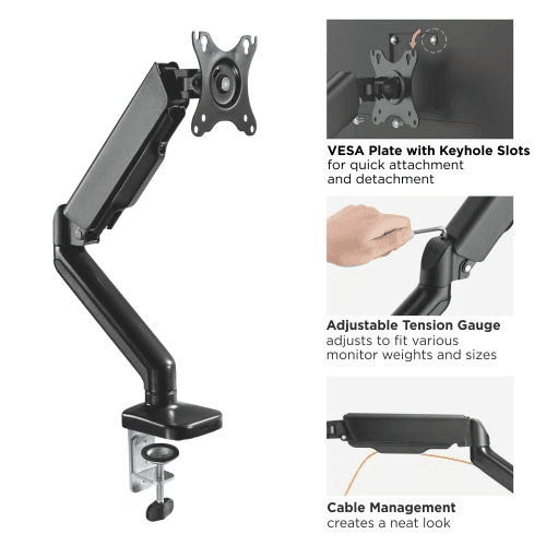 Single Monitor Stand Gas spring upto 27" Monitor (Flange/Clamp Mount) - SingleMonitorGasSpring1 in Mumbai by Woodware