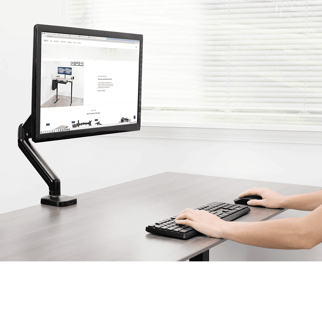 Single Monitor Stand Gas spring upto 27" Monitor (Flange/Clamp Mount) - SingleMonitorGasSpringsite in Mumbai by Woodware